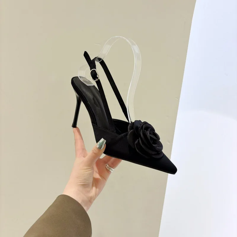 Silk Floral Slingback Pumps - Pointed Toe High Heels