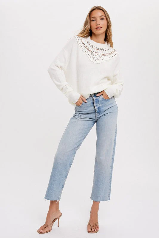 Jeanie Crochet Collar Pullover
