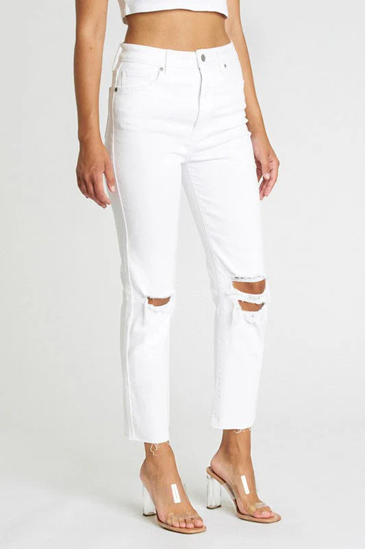 Ally Ultra High Rise Crop Jean - White Picket